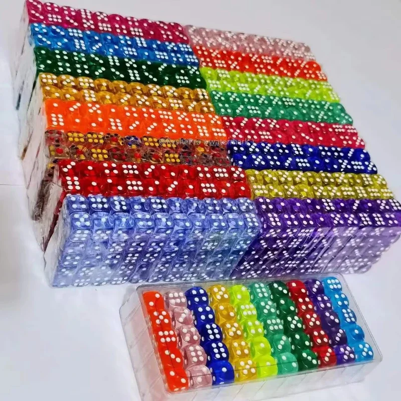 Colorful 100-Piece Acrylic Dice Set - 14mm Standard 6-Sided Dice for Games, Parties, and Classroom Activities
