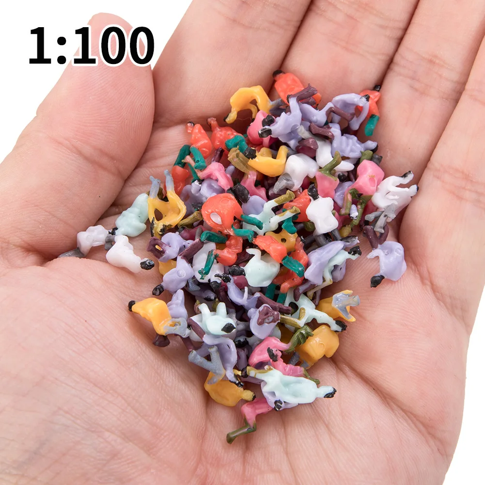 100pcs Scale Miniature Figures 1:100 1:150 1:200 Painted People Model ABS Toys Seated Sitting Passenger Decoration for Diorama 3