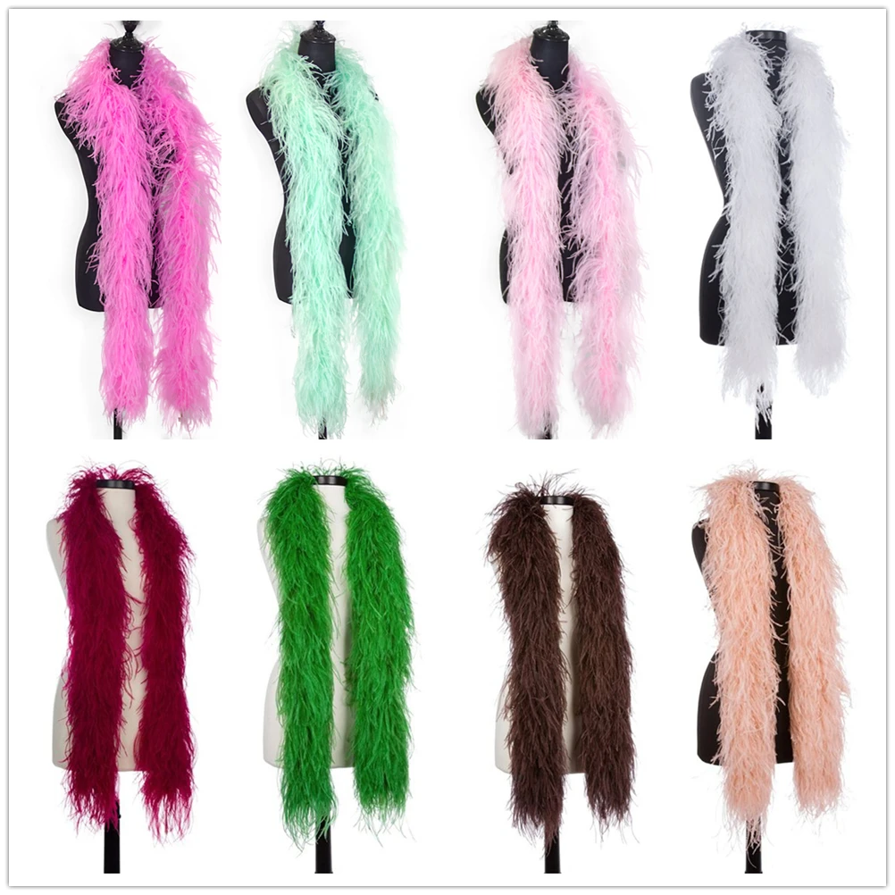 Natural Coloful Ostrich Feathers Boa For Shawl Scarf Clothing Sewing Fashion Wedding Carnival