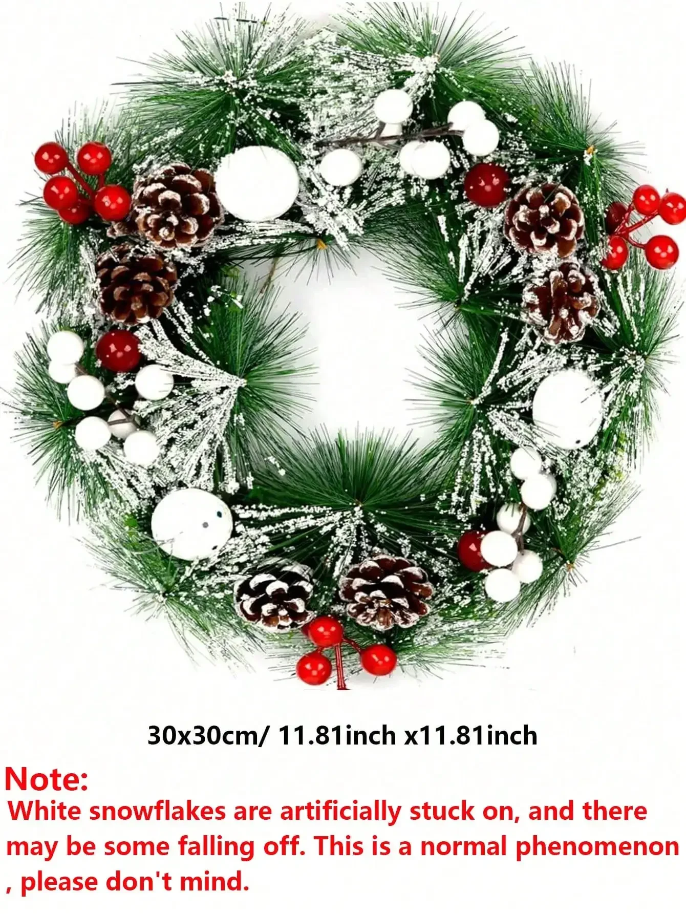 Julkrans för ytterdörr med kottar och snöflingor_voghion.com