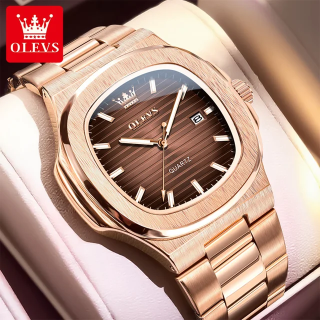 OLEVS Men Watch 3696 Fashion Trend Original Watch Luxury Square Calendar Waterproof Luminous Simple Business Men Quartz Watch