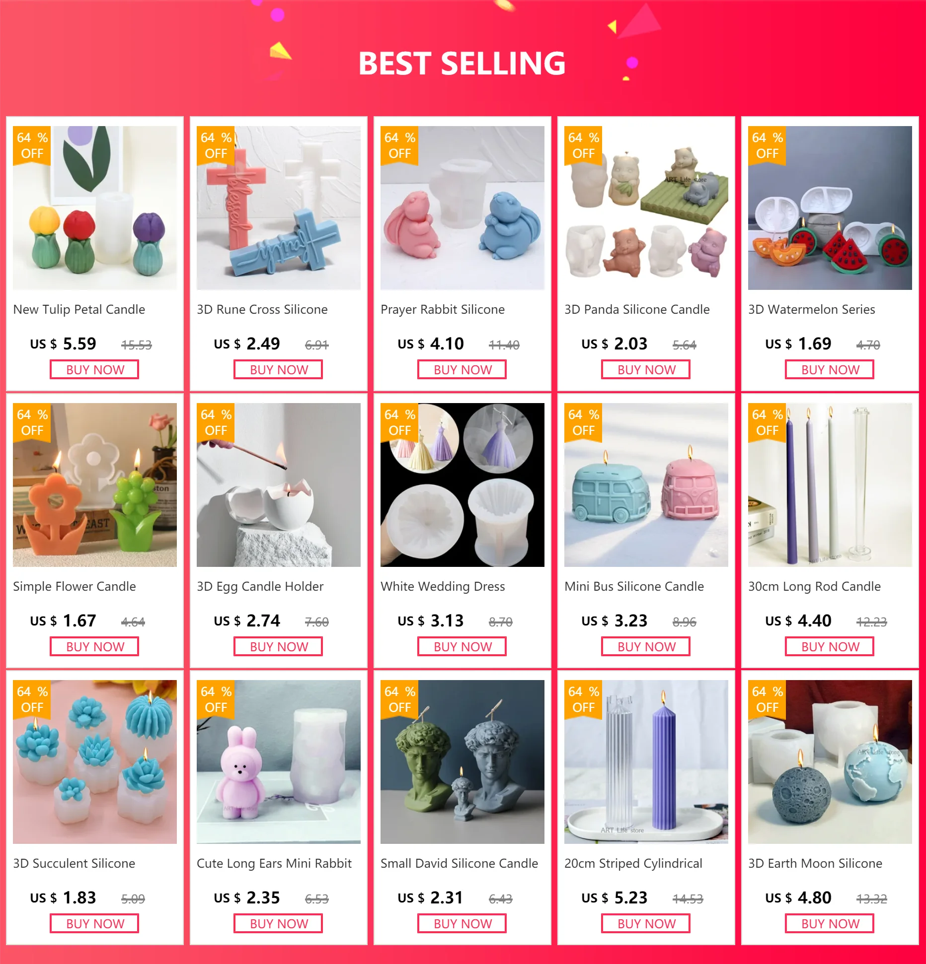 7-teiliges Set Sukkulenten-Blumen Kerzenformen 3D Kaktus Lotus Rose Seife Gips Bastelformen DIY Schokolade Fudge Gebäck Kuchen Silikonformen – Detail 1