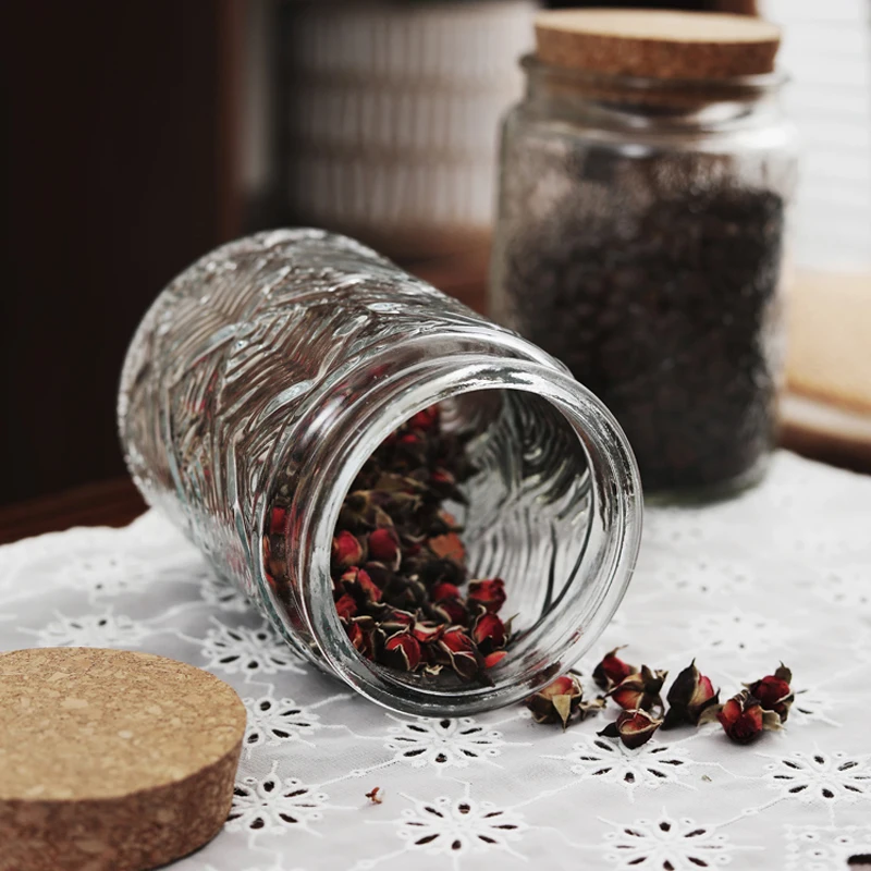 Retro Begonia Pattern Glass Sealed Jar Creative Food Grade Dried Fruit Snack Nut Storage Jar Kitchen Storage Supplies 5