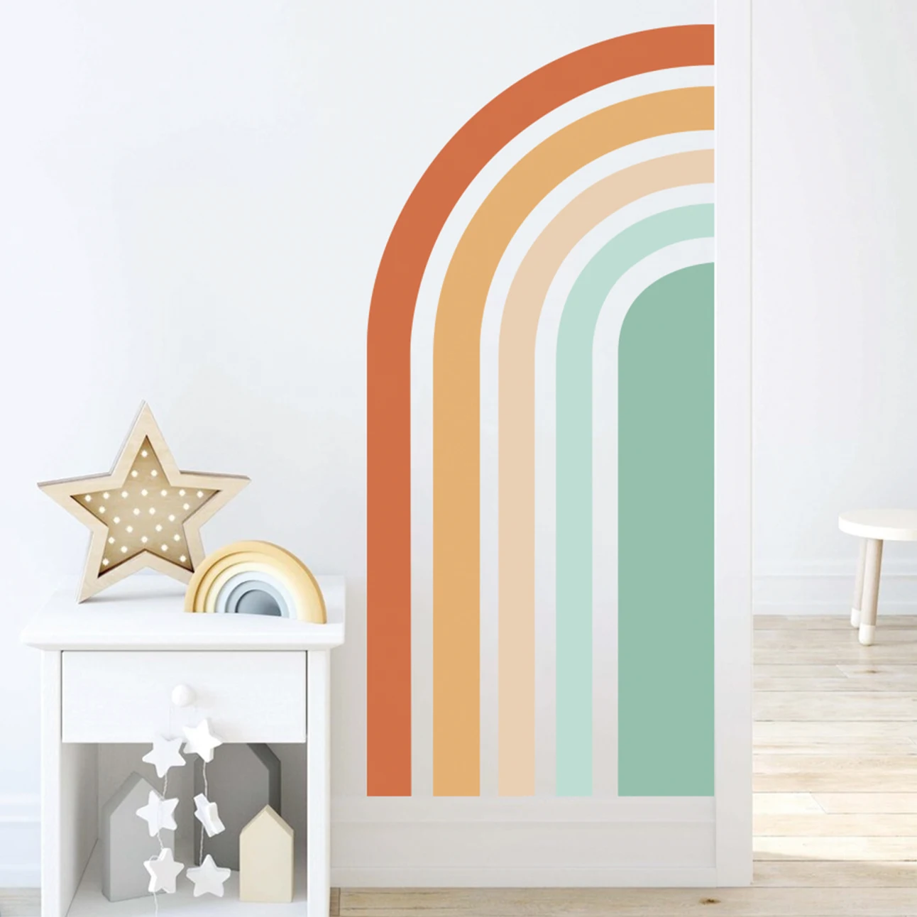 Large Half Elongated Rainbow Wall Sticker Colorful Removable Vinyl Wall