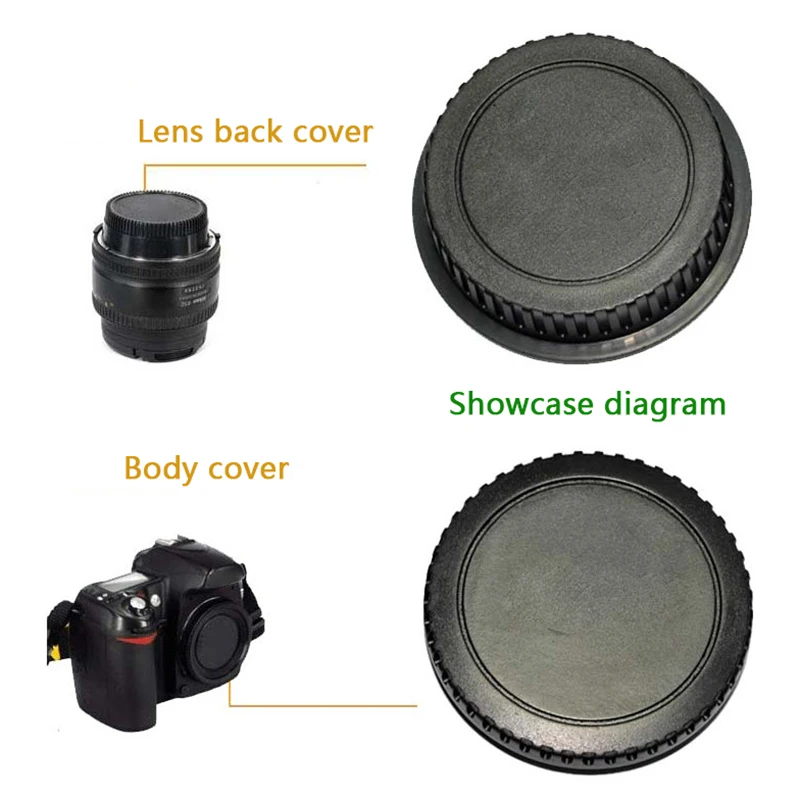 

Camera Rear Lens Cap + Body Front Cover Kit Plastic Black Replacement For Canon EOS EF EFS 5DII 6D