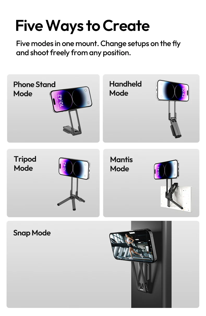 MA38 MagLock Phone Holder Stand Foldable Tripod Phone Mount with Arca-Swiss Magn