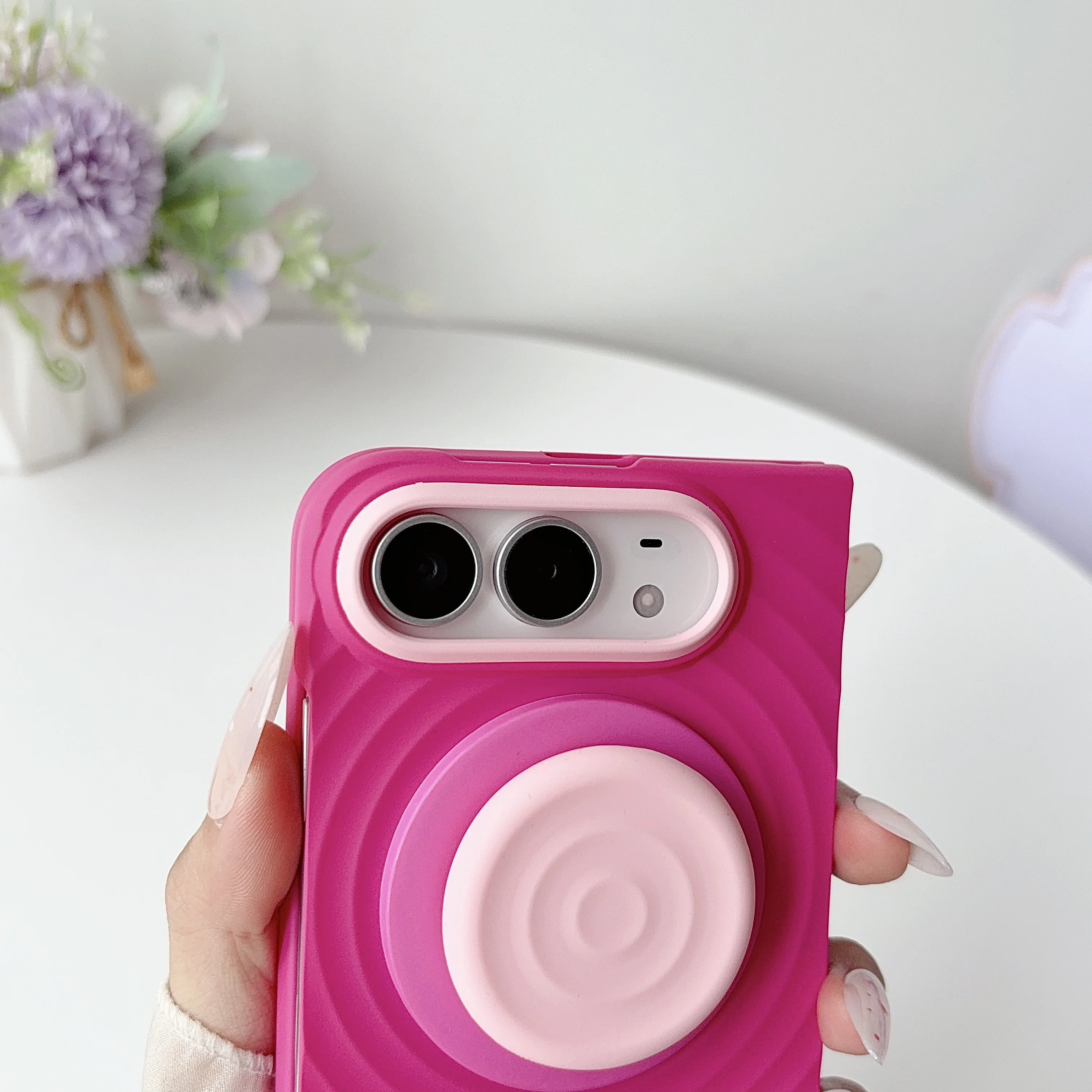 Luxury Silicone Ripples Cover with Magnetic Ring Stand