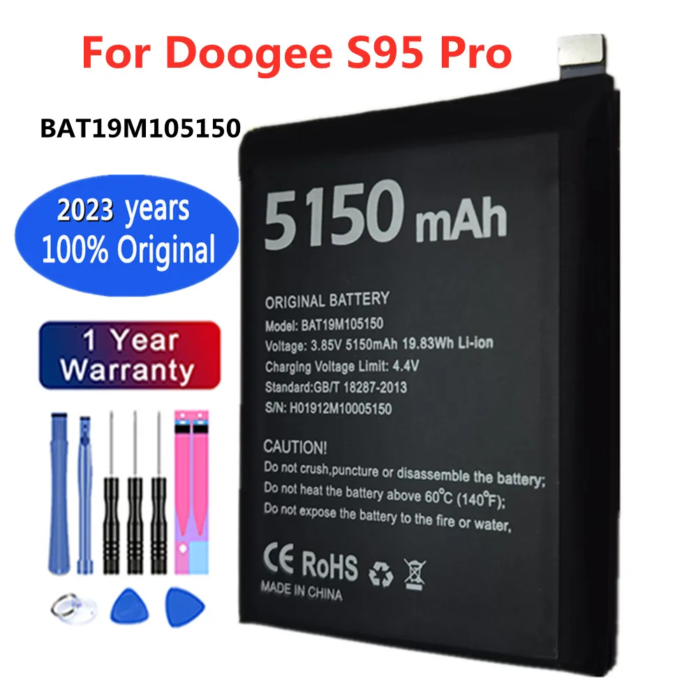 

2023 Retail /Bulk 5150mAh 19.83Wh BAT19M105150 Smart Cell Phone Replacement Battery For Doogee S95Pro S95 Pro + Repair Tool Kits