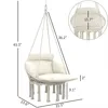 Hammock Swing Chair, Outdoor Hanging Chair with Large Cushion, Cotton Rope Weaving Macrame Swing with Chain 4