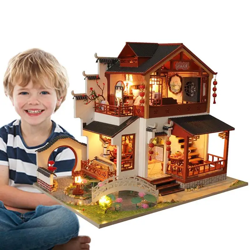 

DIY Miniature House Kit Wooden Mini Building Model 1:24 Scale DIY Room Toy Christmas Birthday Gift Perfect For Kids Adult Friend
