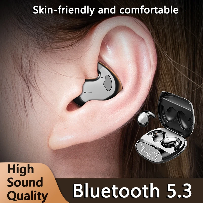 Auricolare Bluetooth Wireless Standby Ultra-Lungo Sleep Invisibile Tws Auricolari Nascosti Bassi Sportivi Ultrasottili On-Ear Per Android Ios