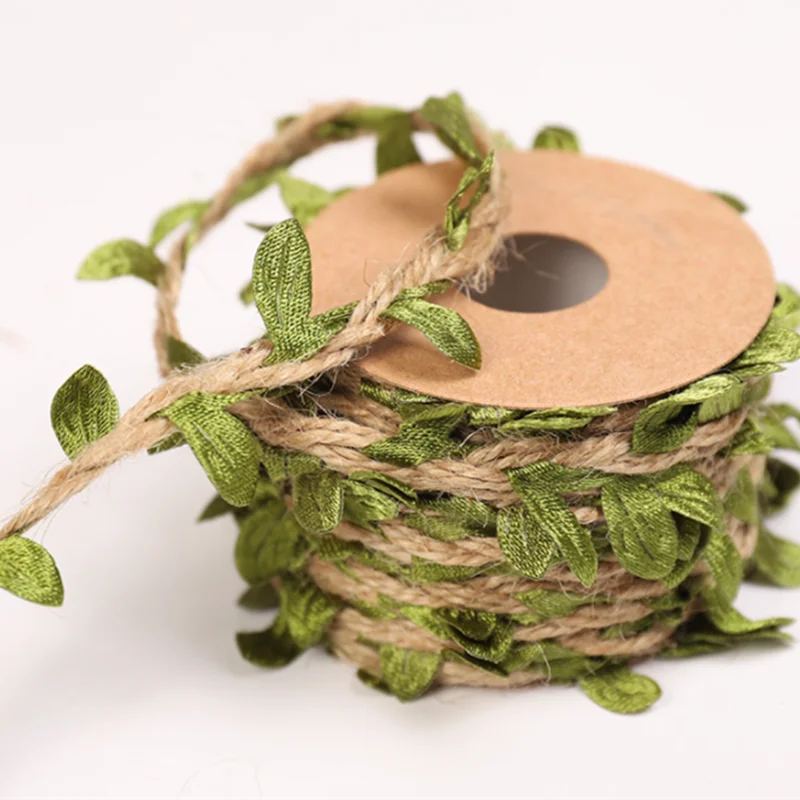 2M 5M DIY Simulation Green Leaves Weaving Hemp Rope Wedding Birthday ...