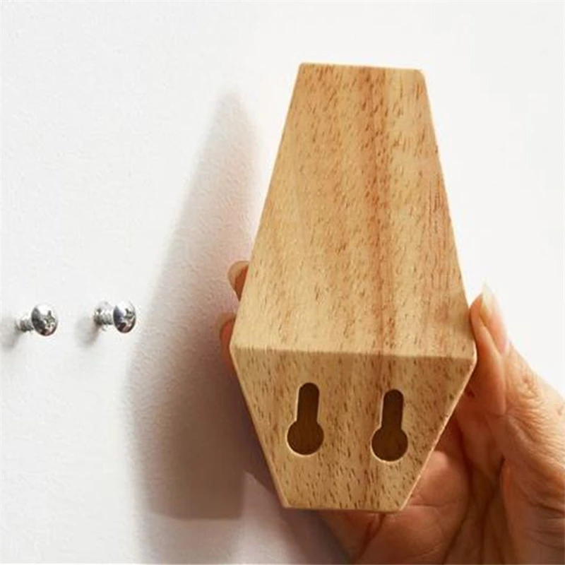 Japanese Style Simple Modern Solid Wood Hook Wall Hanging Decoration Household Towel Key Hook Fitting Room Coat Hooks, Brown