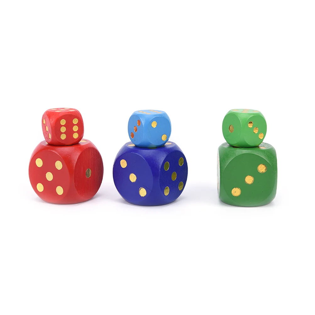 Wooden Dice Cubes 1PC 3cm 5cm Big Size Number Or Point Cubes Round Coener Kid Toys Game 6 Sided game dice dice set