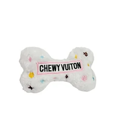 Deluxe Bone - Shaped Squeaky Plush Chew Toy (B2117 White bone)