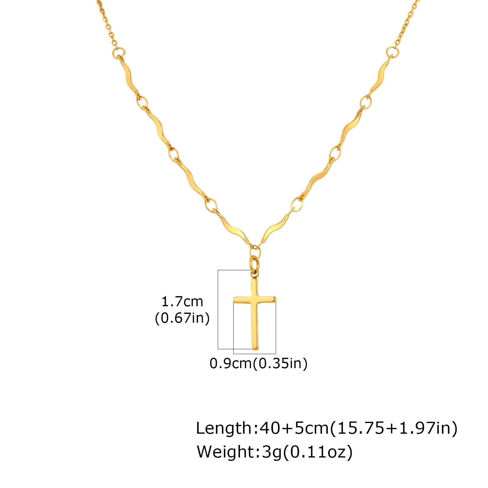 Collana Lunga Donna Con Ciondolo Croce Vintage - Color Argento 61 Cm - Regolabile - Senza Cristallo