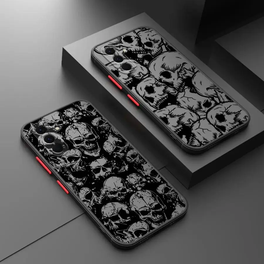 Spooky Skull Pattern Phone Case - Four Unique Designs, Protective Back Cover