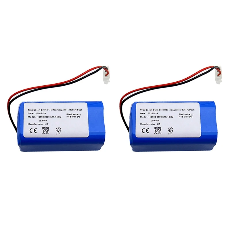 

2X Rechargeable For Ilife Ecovacs Battery 14.8V 2600Mah Robotic Vacuum Cleaner Parts For Chuwi Ilife A4 A4S A6