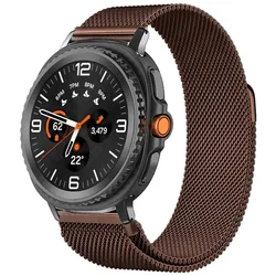 Magnetic Stainless Steel Milanese Loop Watch Band Bracelet - Watch 8 Classic 46mm (Coffee)
