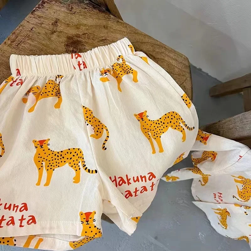 1-5 Years Old Children's Clothing Boys Cartoon Summer Short Sleeve Suit Girls Casual T-shirt Suit New