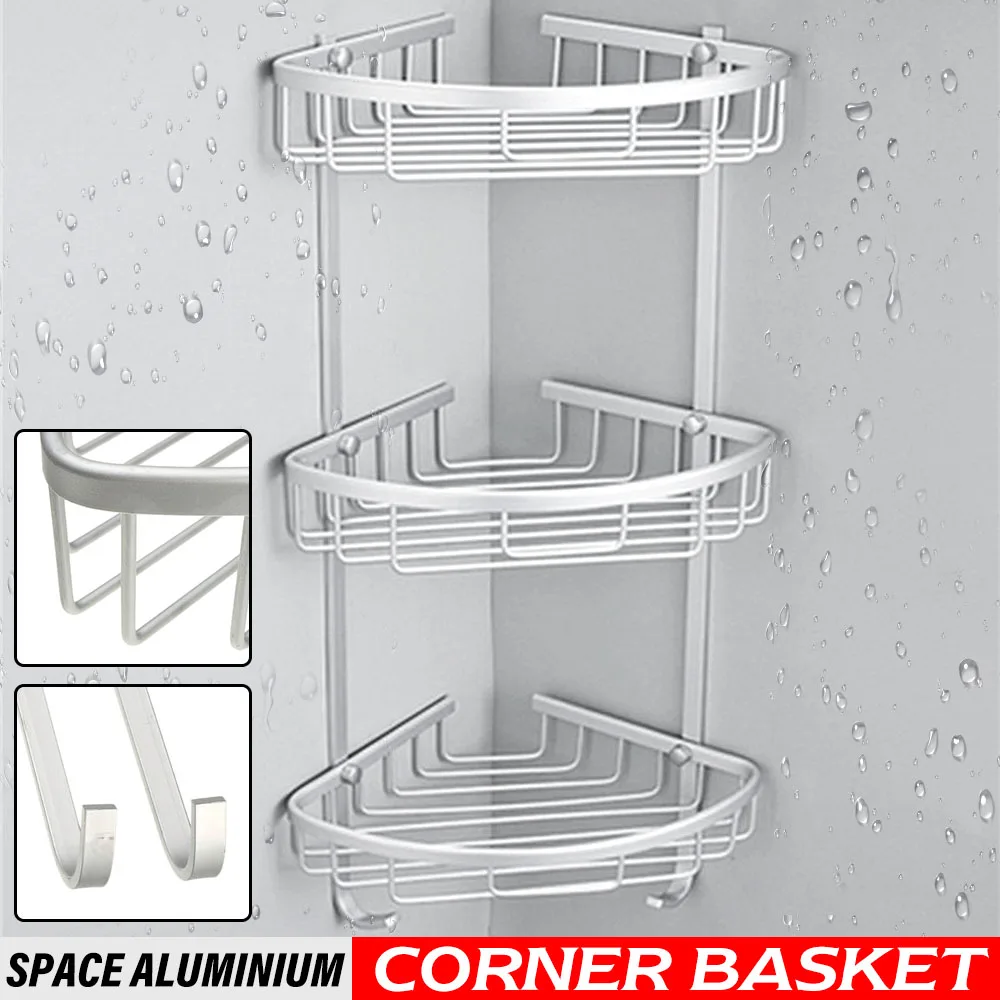 1/2/3層三角コーナー整理ラック棚バスケットハンガーシャンプーオーガナイザーシャワー浴室のフックキッチン AliExpress
