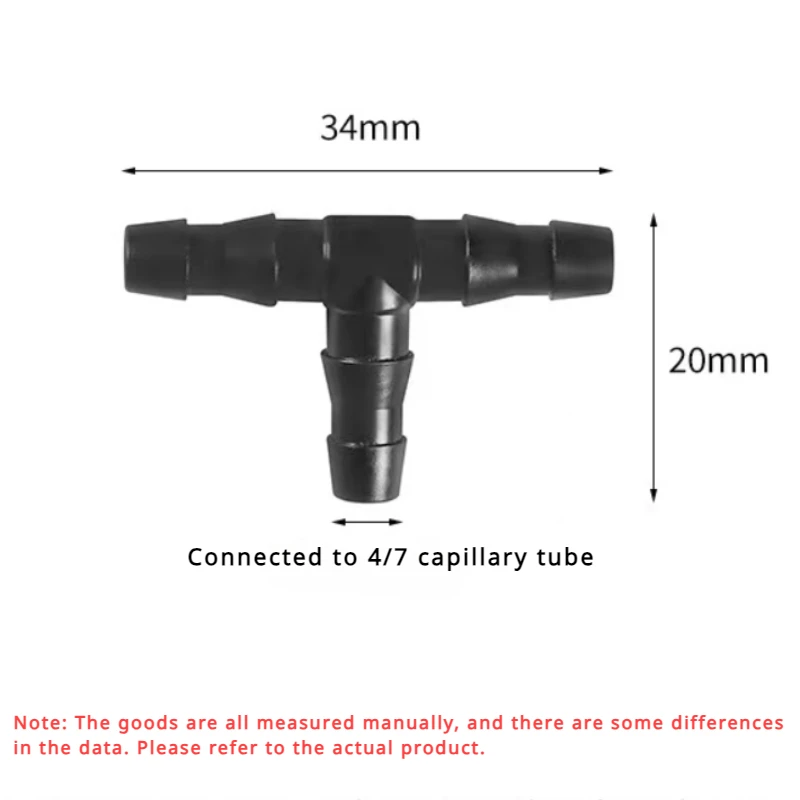 20 PCS Barb Tee Connector 1/4 Inch Hose Garden Lawn Watering Irrigation Connector 4/7 Mm Hose
