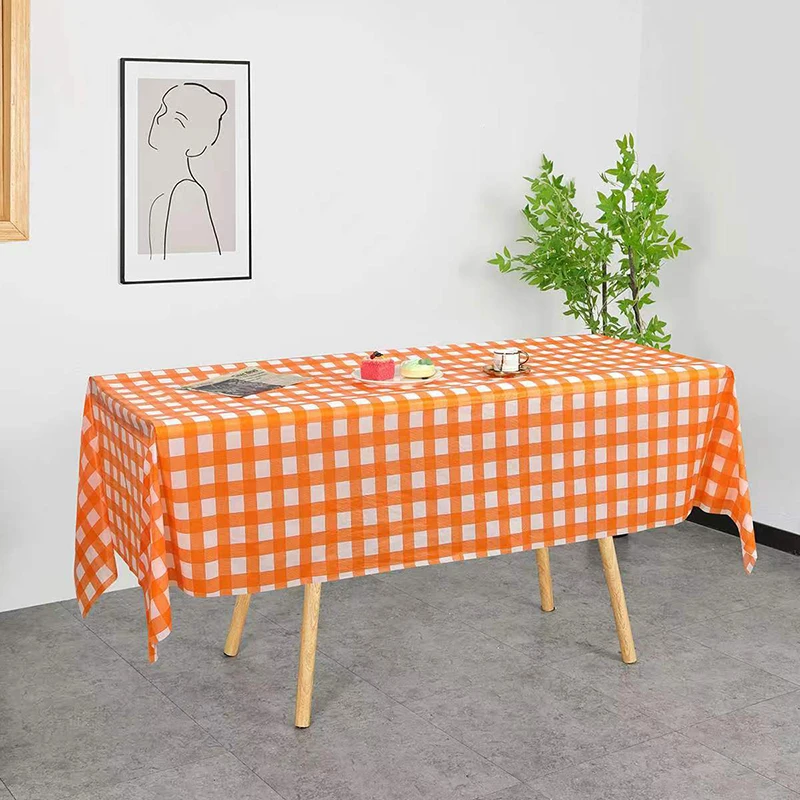 137x274cm Red Black Checkered Disposable Tablecloth Wedding Birthday Party Indoor Outdoor Picnic Plastic Waterproof Tablecloth 2