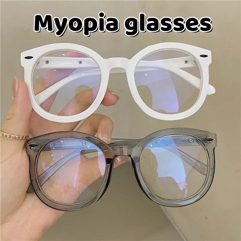 

Retro Optical Spectacle Frame Myopia Eyeglasses Anti-Blue Light Round Large Frame Near Sight Glasses Computer Eyewear