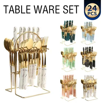24 Pcs/Set Stainless Steel Tableware Cutlery Set 1