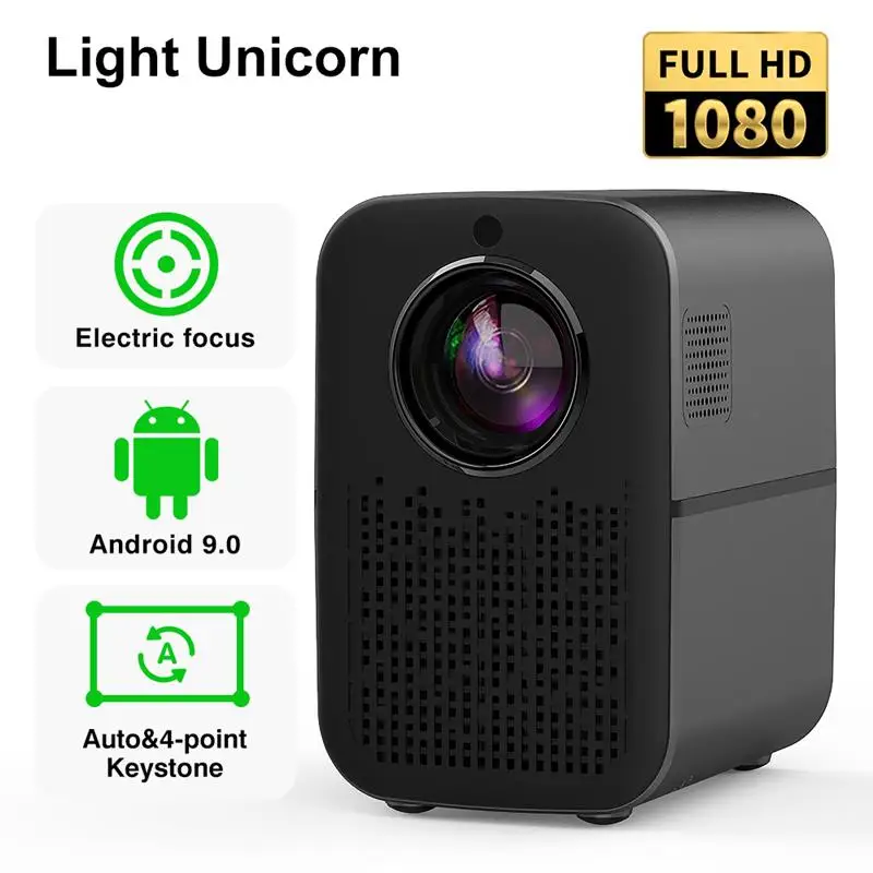 

Новый проектор M6A 1080P Φ, видеопроектор Android 9,0, 6000 люмен, проектор с Wi-Fi, Электрический фокус для 4K домашнего кинотеатра, смартфона