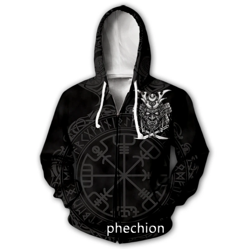 

Новые мужские/женские толстовки phechion на молнии с 3D-принтом символа татуировки викингов, модное пальто, одежда в стиле хип-хоп, Спортивная с капюшоном на молнии, B94