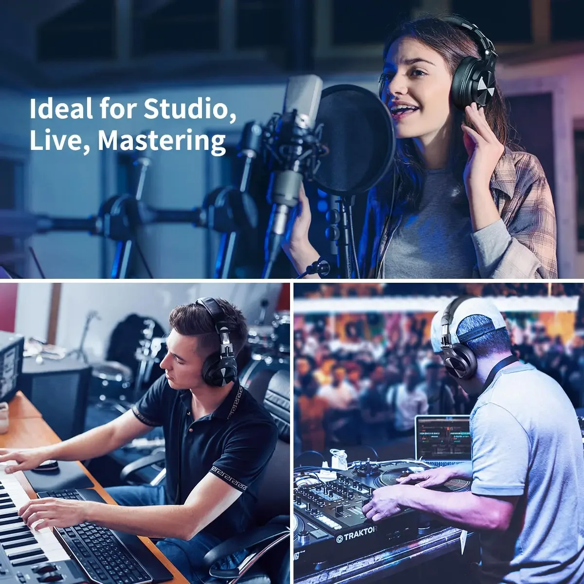 Enhanced Over-Ear Wired Stereo Headphones with Mic for Hi-Res Audio and Studio Monitoring