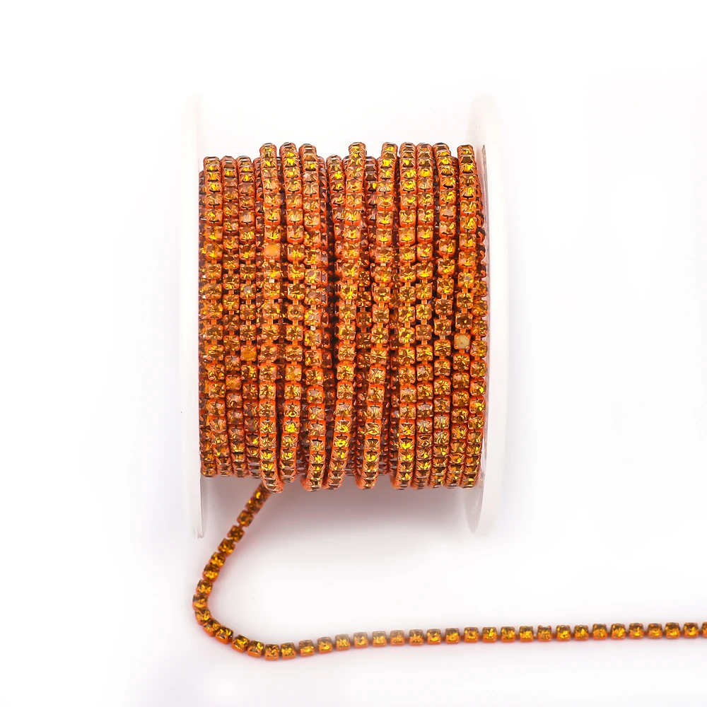 Vibrant Rhinestone Cup Chain with Colorful Base