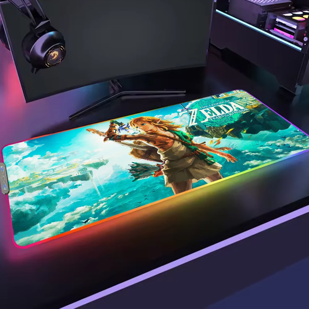 Game T-Tears Z-Zelda K-Kingdom LED Light RGB Luminous Keyboard Desk-Mat Color Waterproof Office Mouse Computer Anti-slip Rubber 5