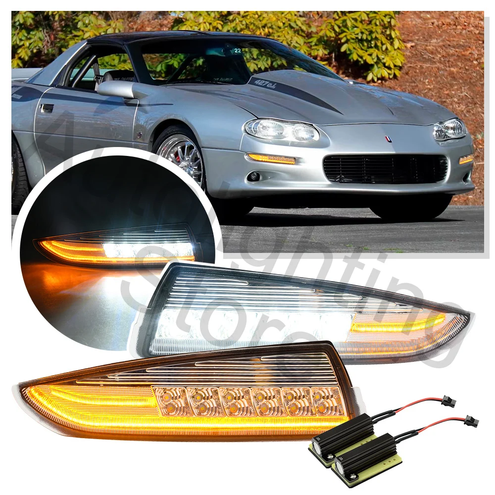 Producto: LED Side Marker Light Assembly With White Sequential Turn Signal LED Front Corner Lights Compatible With 1994-1998 Chevy C/K 1500 2500 3500 C10 Silverado Tahoe Suburban Yukon(Color: White