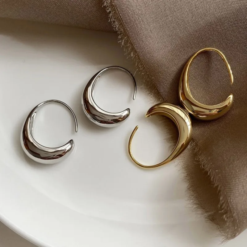 Silver Color Geometric C Shape Stud Earrings for Women French Trendy Gold Plated Prevent Allergy Earring Party Jewelry