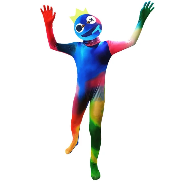 Rainbow Friends Costume Kids Blue Cosplay Horror Game Halloween Jumpsuit