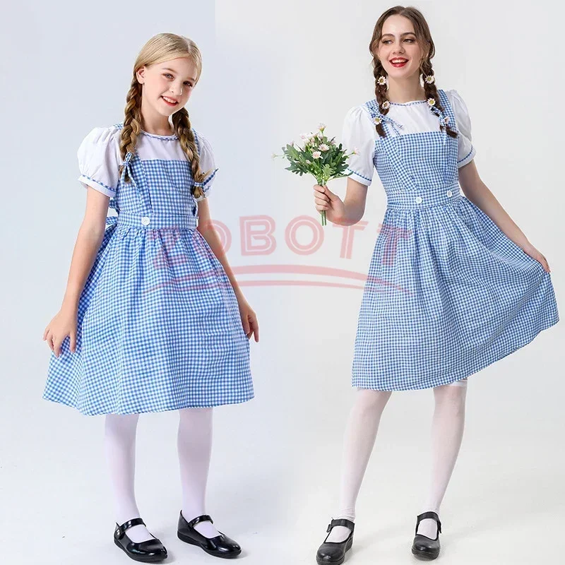 Botola Wizard Of Oz Costume Cosplay Bambino Tradizionale Plaid Blu Oktoberfest Dirndl Vestito Costume Per Kid Girls Carnival Party