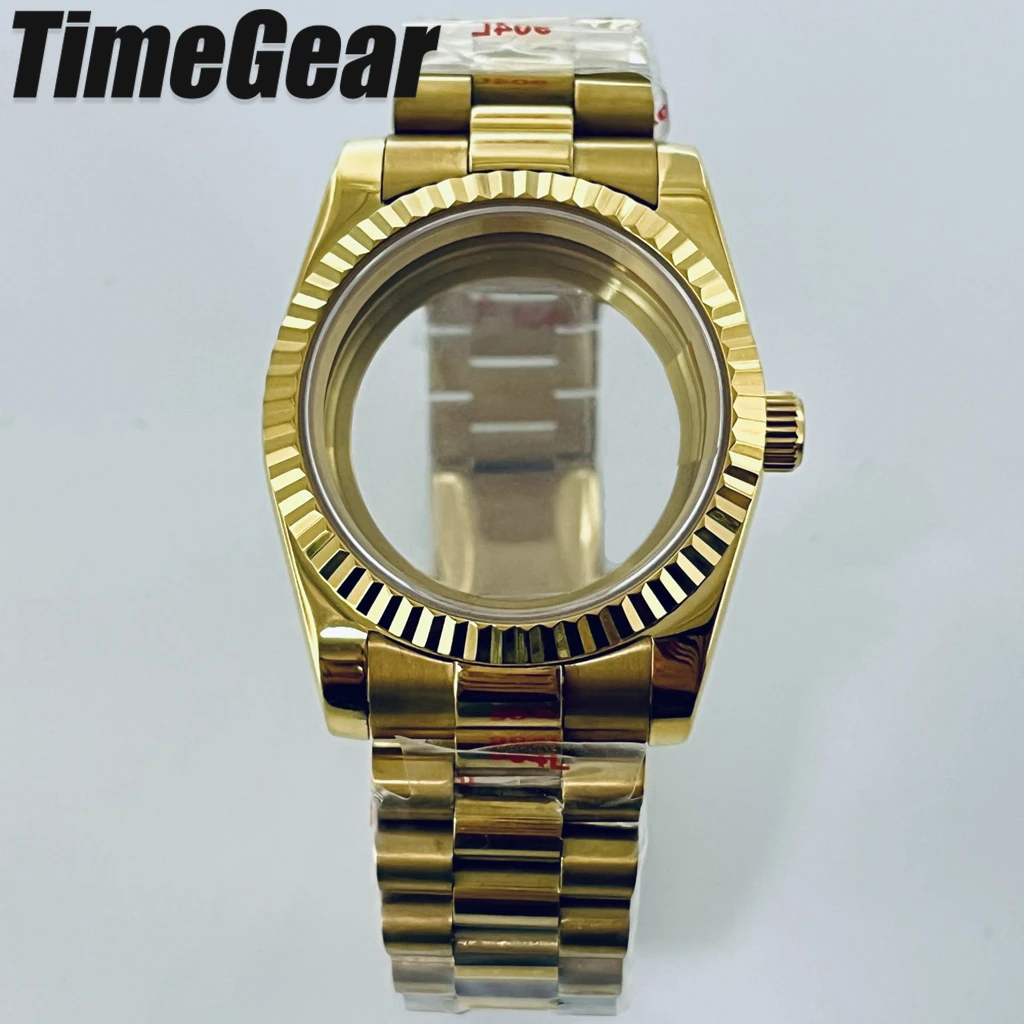 Silver Gold Rose Presidential Watch Case with Bracelet - 36mm/40mm
