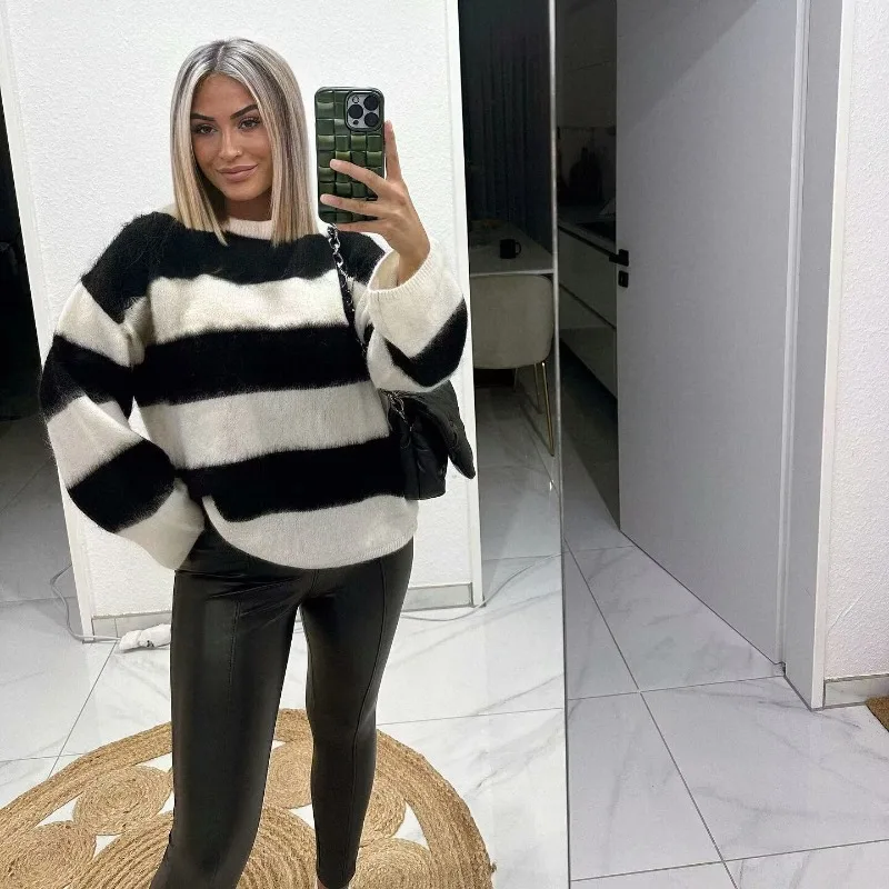 Winter Korean Women Solid Knitted Sweater spring Autumn Fashion O-neck Long Sleeve Pullover Tops Female Casual Loose Hoodies Y2k