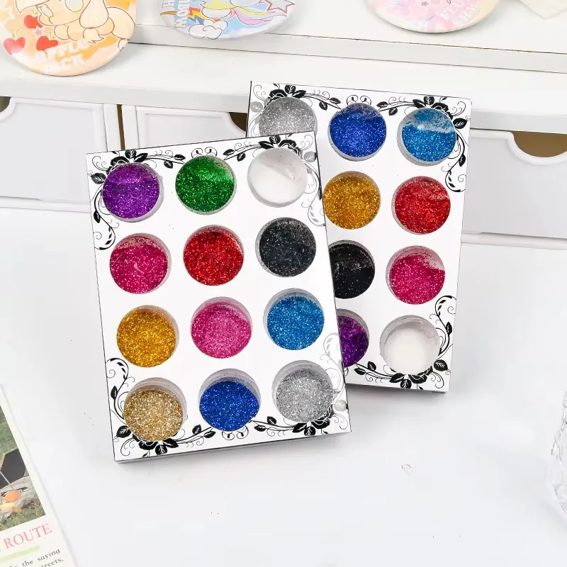 12-Color Nail Glitter Sequins Set Gold & Silver Foil Paper Dried Flowers Crystal Clay for DIY Art Crafts Nail Art Toys 4
