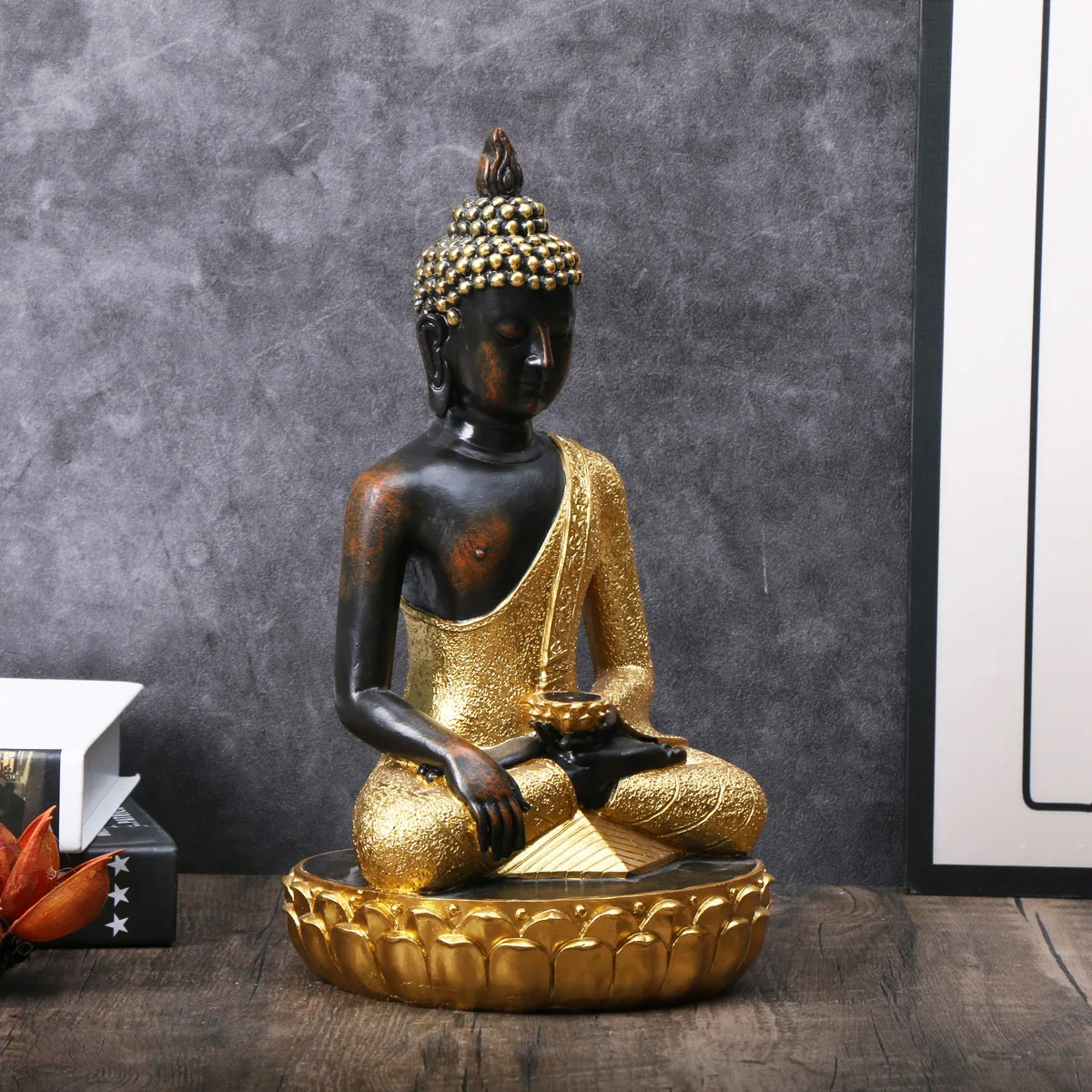 ブッダ像ー金張り  Buddha StatueーGold Ｐlated Collection Pure Copper Gold Plated Genuine Gold Buddha