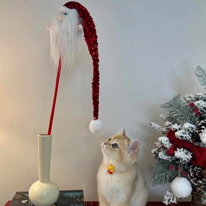 

Plush Cat Stick Santa Claus Funny Pet Cat Toys Interactive Playing Toy For Cats Teaser Kitten Rod Wand Pet Accessories