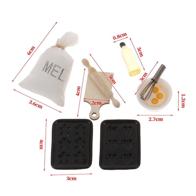 1/12 Miniature Dollhouse Baking Cooking Pretend Play Mini Utensils Metal Whisk Jar Set for Doll Kitchen Food Toy Accessories 3