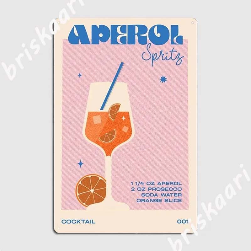 Il Cocktail Aperol Spritz Poster Targa In Metallo Cinema Garage Crea Targhe Party Tin Sign Poster