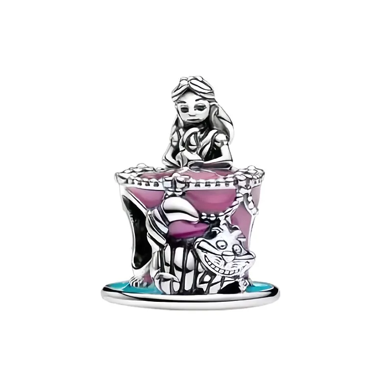 Фото Подвеска в виде торта на день рождения MINISO Disney, подходящая для браслетов Pandora, серебряные бусины 925 стандарта №5