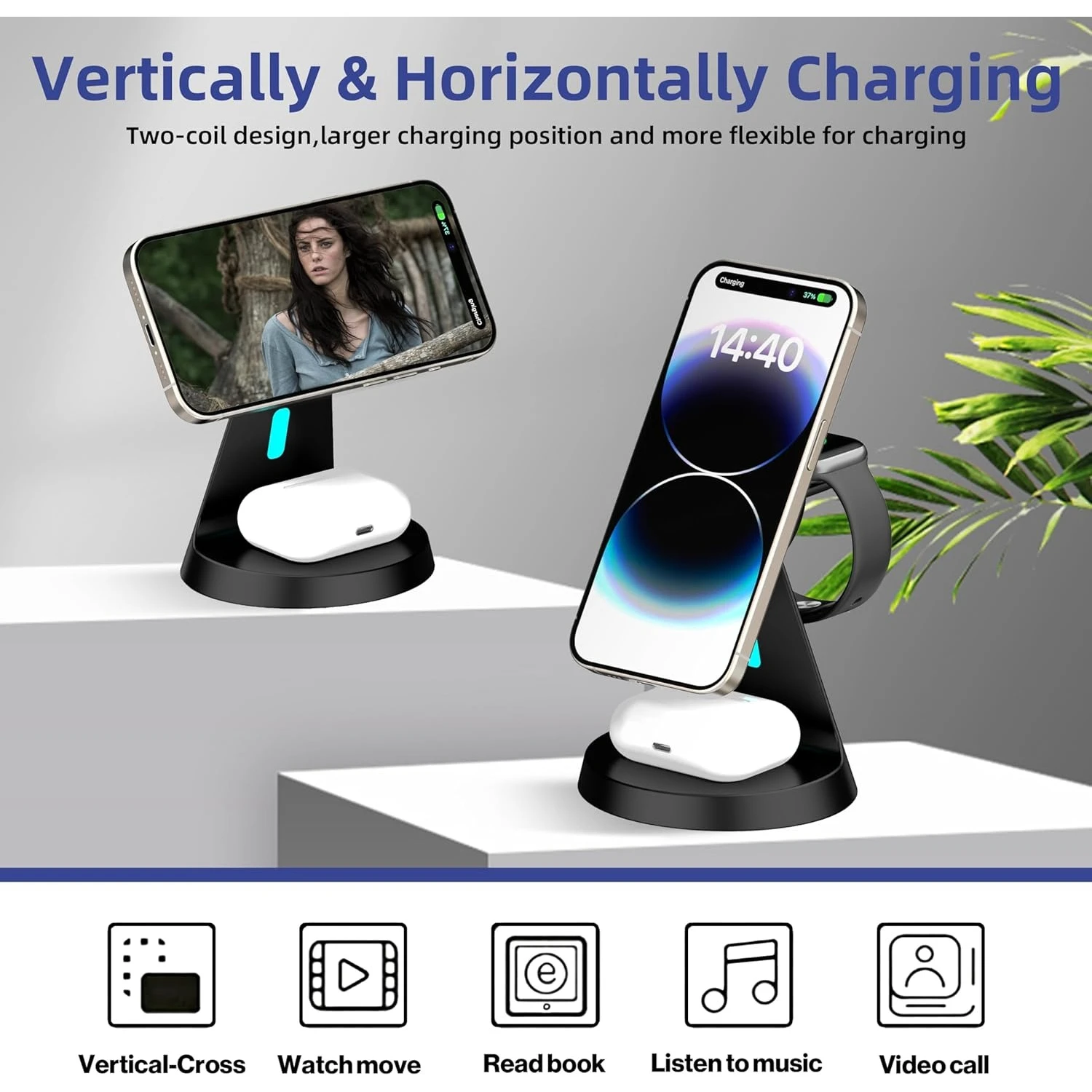 15W 3 in 1 Magnetic Wireless Charger for iPhone 17 16 15 14 13 12 Pro Max Apple Watch 11-2 Airpods 4/3 Pro Fast Charging Station