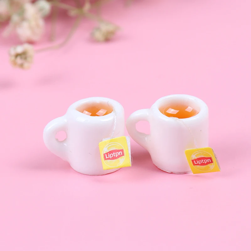 2Pcs/lot Dollhouse Coffee Cup Mini Miniature Kitchen Room Food Drink Home Tableware Decors Dolls Accessories