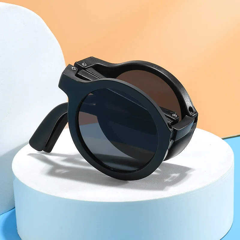 New Folding Children's Fashionable Round Sunglasses Cute Eyeglasses For Boys Girls Baby Sunshade And UV Protection