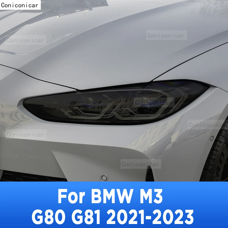 

For BMW M3 G80 G81 2021-2023 Car Exterior Headlight Anti-scratch Front Lamp Tint TPU Protective Film Cover Repair Accessories